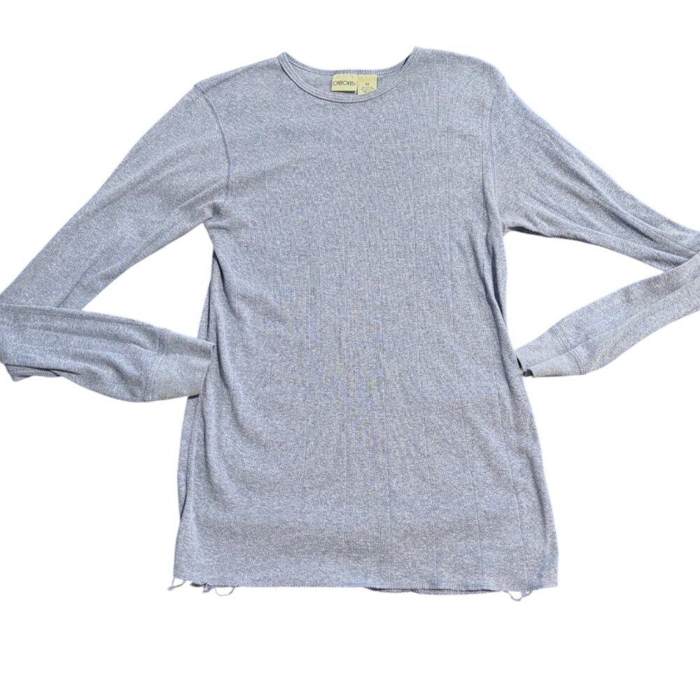 Cherokee women's heather‎ blue ribbed long sleeve t-shirt sz M - Picture 5 of 10